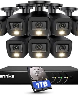 ANNKE 3K Lite Wired Security Camera System Outdoor with AI Human/Vehicle Detection, 8CH H.265+ DVR and 8 x 1920TVL 2MP IP67 Home CCTV Cameras with Smart Dual Light, Color Night Vision, 1TB Hard Drive